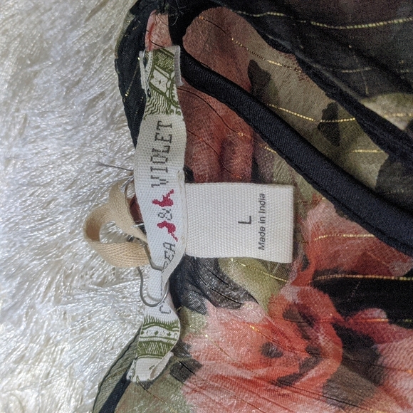 Chelsea & Violet Black Floral Asymmetrical Dress L - Picture 3 of 5